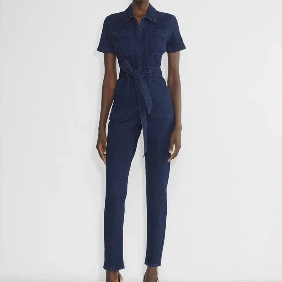 Aritzia TEN Denim Jumpsuit / Playsuit - BNWT - 4 - Dark Blue - Picture 4 of 11
